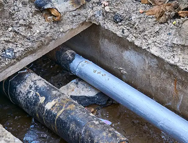 excavated pit plastic plumbing